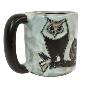 Mara Design OWL Mug Art Pottery Coffee Cup Birds Handmade Signed Brown